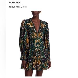 FARM Rio Jaipur Green & Gold Floral Mini Dress